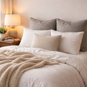 Heather Gray Euro Sham Pillow Covers Set Linen Look 27x28 Farmhouse Bedding